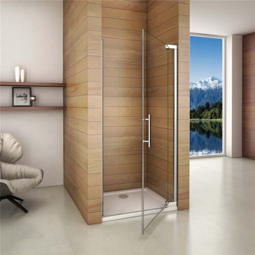 Cabină de duș 100x185cm, paravan rotativ, ușă de nișă, sticlă 8mm NANO