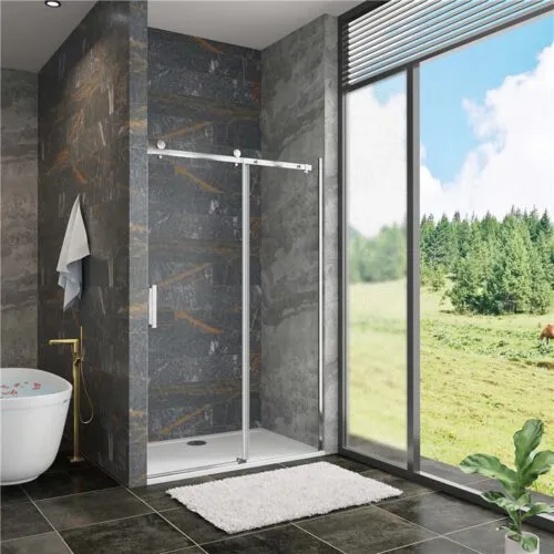 Cabină de duș 125x195 cm cu ușă glisantă, 8 mm NANO GLASS, fără cadiță de duș