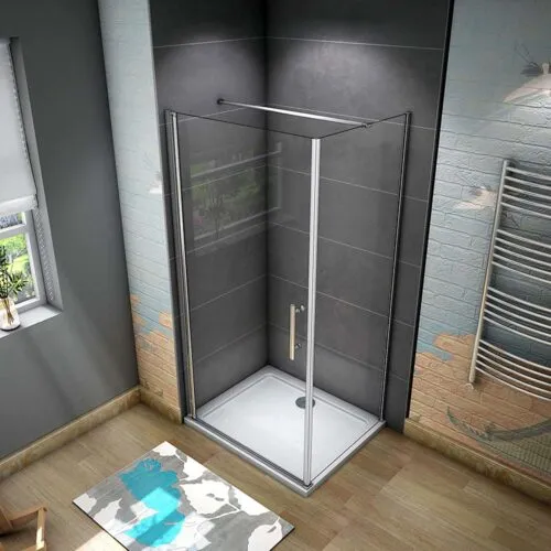 Cabină de duș 76x76x195cm, ușă rotativă, 6mm sticlă nano, paravan de duș din sticlă, nișă