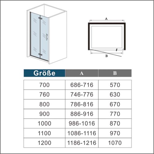 Cabină de duș 80x195cm cu ușă rabatabilă rotativă 6mm NANO GLASS + Cadiță de duș 120x80x3cm