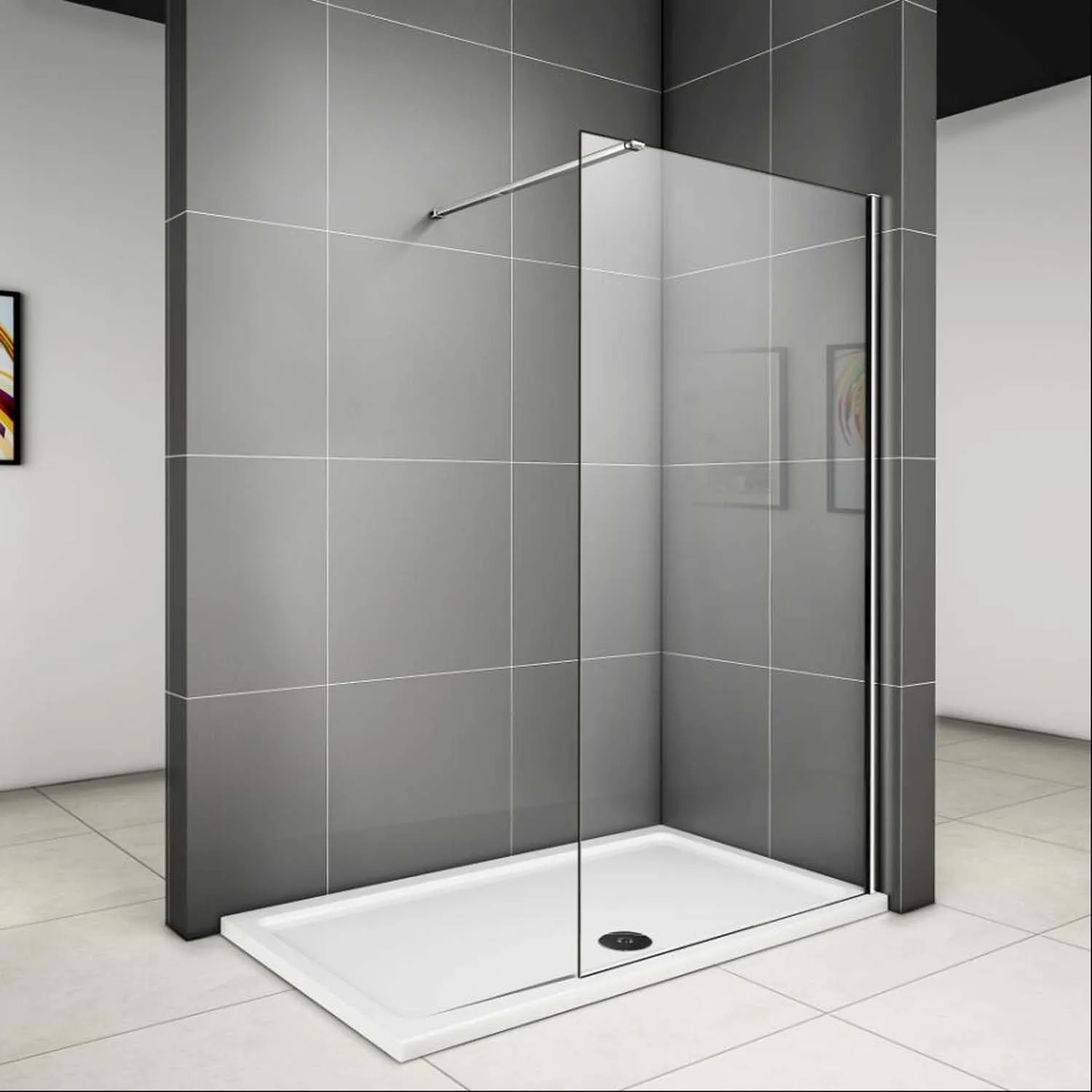 Cabină de duș Walk In 100x200 cm, perete lateral, sticlă 8 mm, NANO