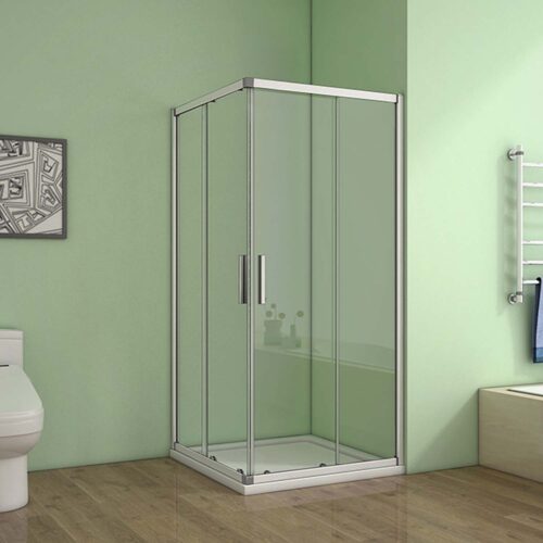 Cabină de duș colț 76x76x185cm cu ușă glisantă și cadiță de duș