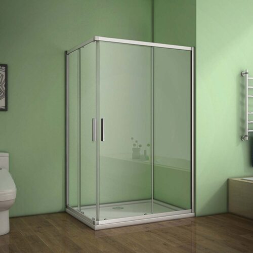 Cabină de duș colț 90x76x185cm cu ușă glisantă și cadiță de duș