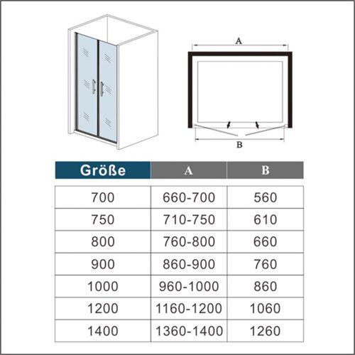 Cabină de duș cu ușă batantă pentru nișă 100x195cm + cădiță de duș 100x100x3cm