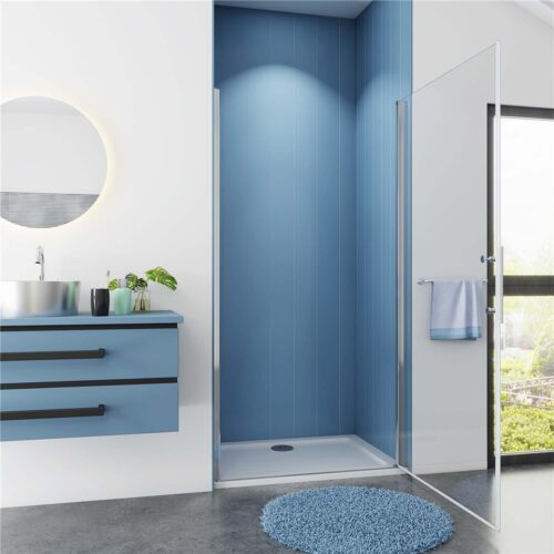 Cabină de duș cu ușă de nișă L.100cm x H.180cm, ușă rotativă 5mm, paravan din sticlă nano