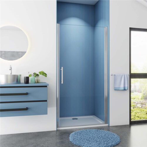 Cabină de duș cu ușă de nișă L.90cm x H.180cm, ușă rotativă 5mm, paravan din sticlă nano