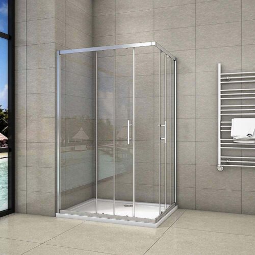 Cabină de duș cu ușă glisantă 90x80x195cm, 6mm NANO, cu cadiță de duș