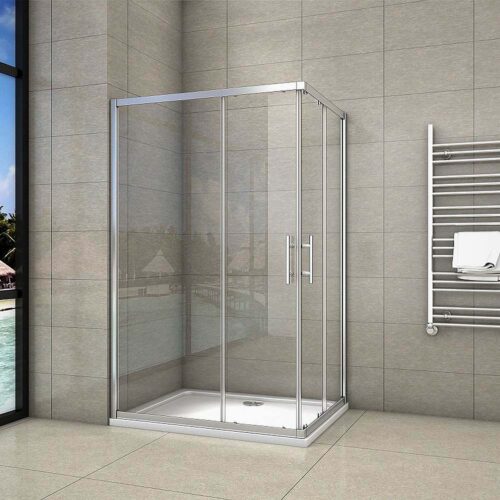 Cabină de duș cu ușă glisantă 90x80x195cm, 6mm NANO, cu cadiță de duș