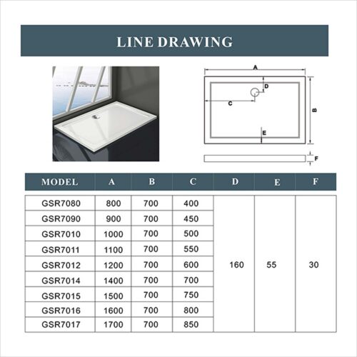 Cabină de duş cu uşă rotativă 70x80x195cm, sticlă nano 6mm cu cadită de duş
