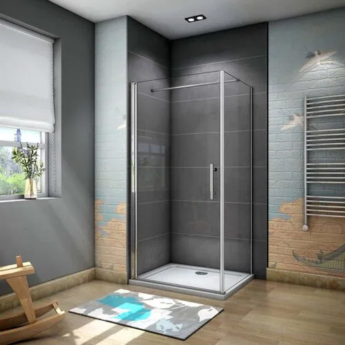 Cabină de duș cu ușă rotativă, 90x80x195cm, sticlă nano 6mm, cu cadită de duș