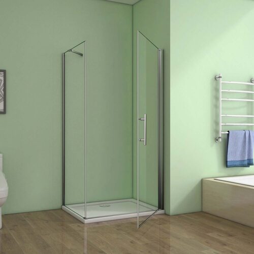 Cabină de duș cu ușă rotativă de nișă, sticlă nano 6mm, 80x70x195cm