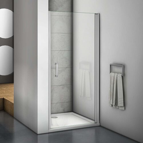 Cabină de duș cu ușă rotativă, sticlă ESG 70x185cm + cădiță de duș 80x70x3cm