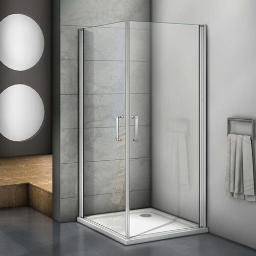 Cabină de duș de colț cu ușă batantă și rotativă din sticlă ESG 100x80x185 cm