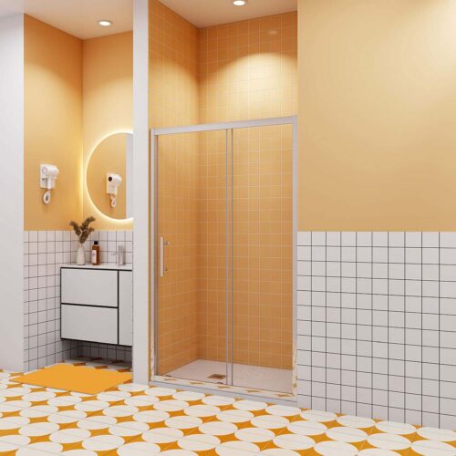Cabină de duș din sticlă nano L.120cm x H.190cm 8mm, ușă glisantă, fără cadiță de duș