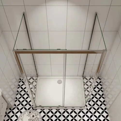 Cabină de duș în formă de U, 120cm x 190cm, ușă glisantă, 2 cabine laterale 80cm, 8mm NANO GLASS