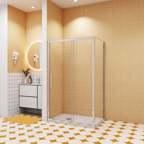 Cabină de duș pătrată L.120cm x H.190cm, sticlă nano 8mm, perete lateral 80cm, ușă glisantă