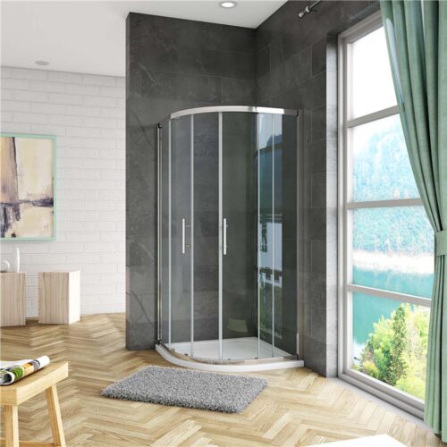 Cabină de duș rotundă 80x80x185cm din sticlă de 5mm, sfert de cerc