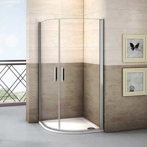 Cabină de duș rotundă 90x90x195cm cu ușă rotativă și cadiță de duș 90x90x3cm
