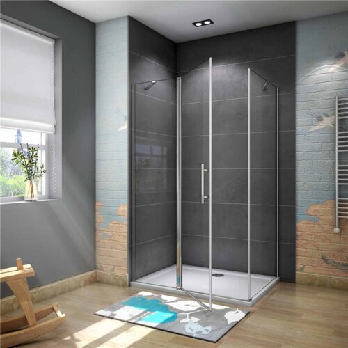 Cabină de duș ușă batantă colț 80x76x195cm + cădiță de duș