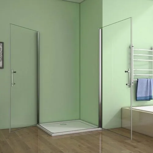 Cabină de duș, ușă rotativă, 6mm, paravan din sticlă nano, dimensiuni 100x195cm