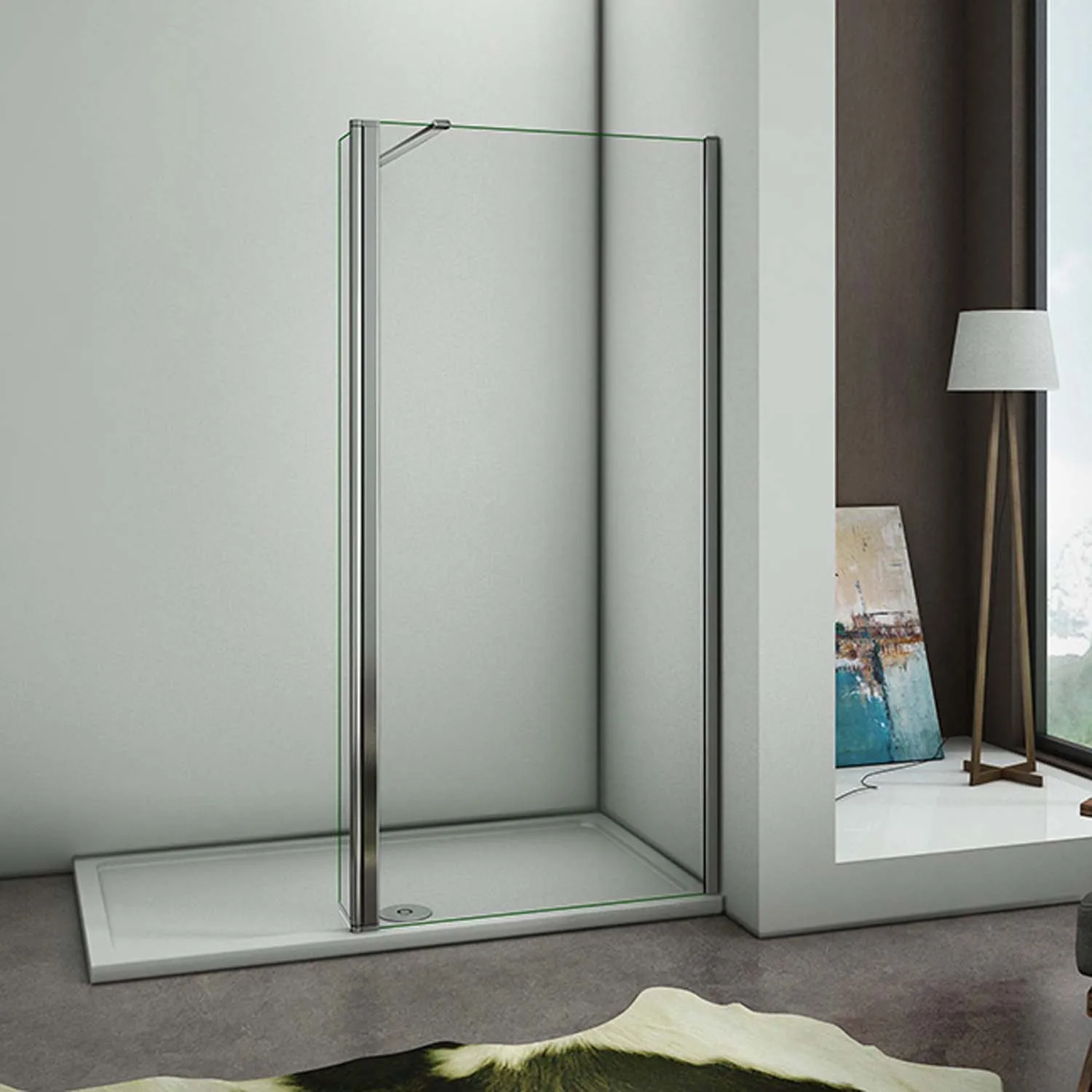 Cabină de duș walk-in 100x200cm, paravan 8mm, sticlă nano
