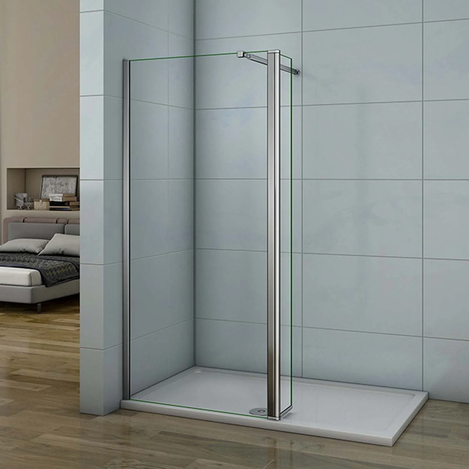 Cabină de duș walk-in 100x200cm, paravan din sticlă nano 8mm