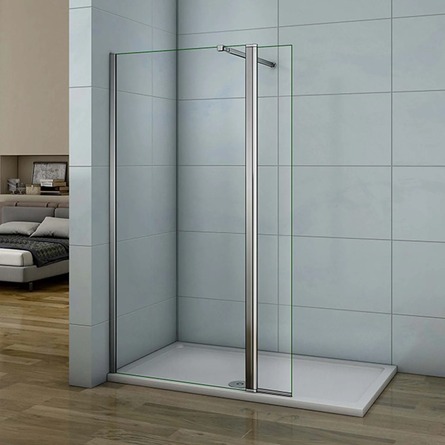 Cabină de duș walk-in 100x200cm, paravan din sticlă nano 8mm