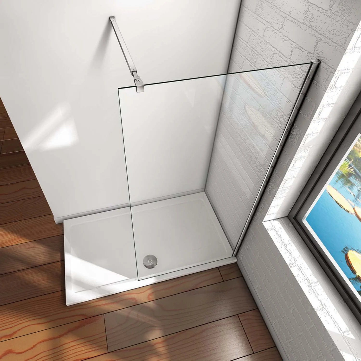 Cabină de duș walk-in 100x200cm, sticlă NANO 10mm