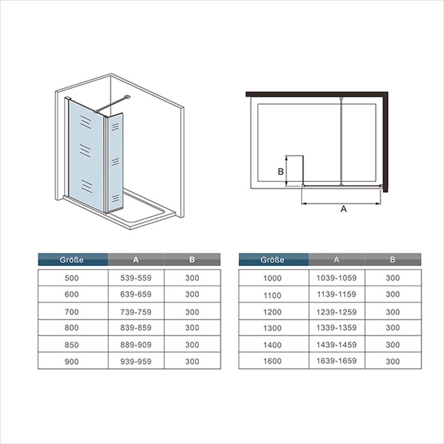 Cabină de duș walk-in 160x200cm, sticlă nano 8mm