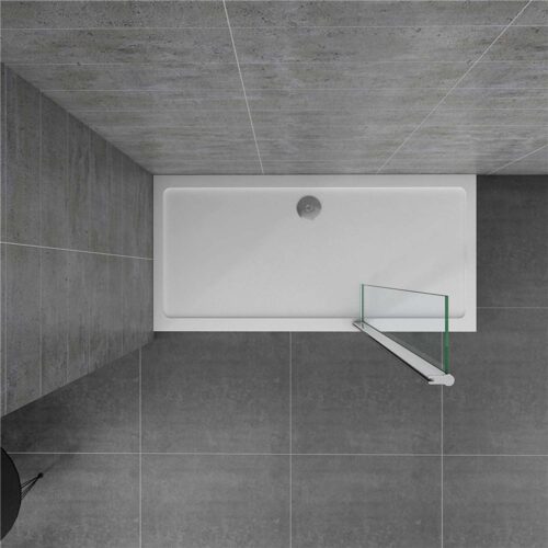 Cabină de duș walk-in 40x200cm, paravan din sticlă nano 8mm, panou flipper