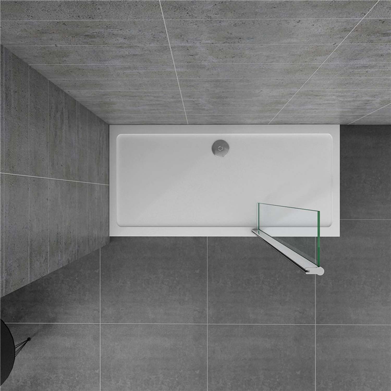 Cabină de duș walk-in 40x200cm, paravan din sticlă nano 8mm, panou flipper