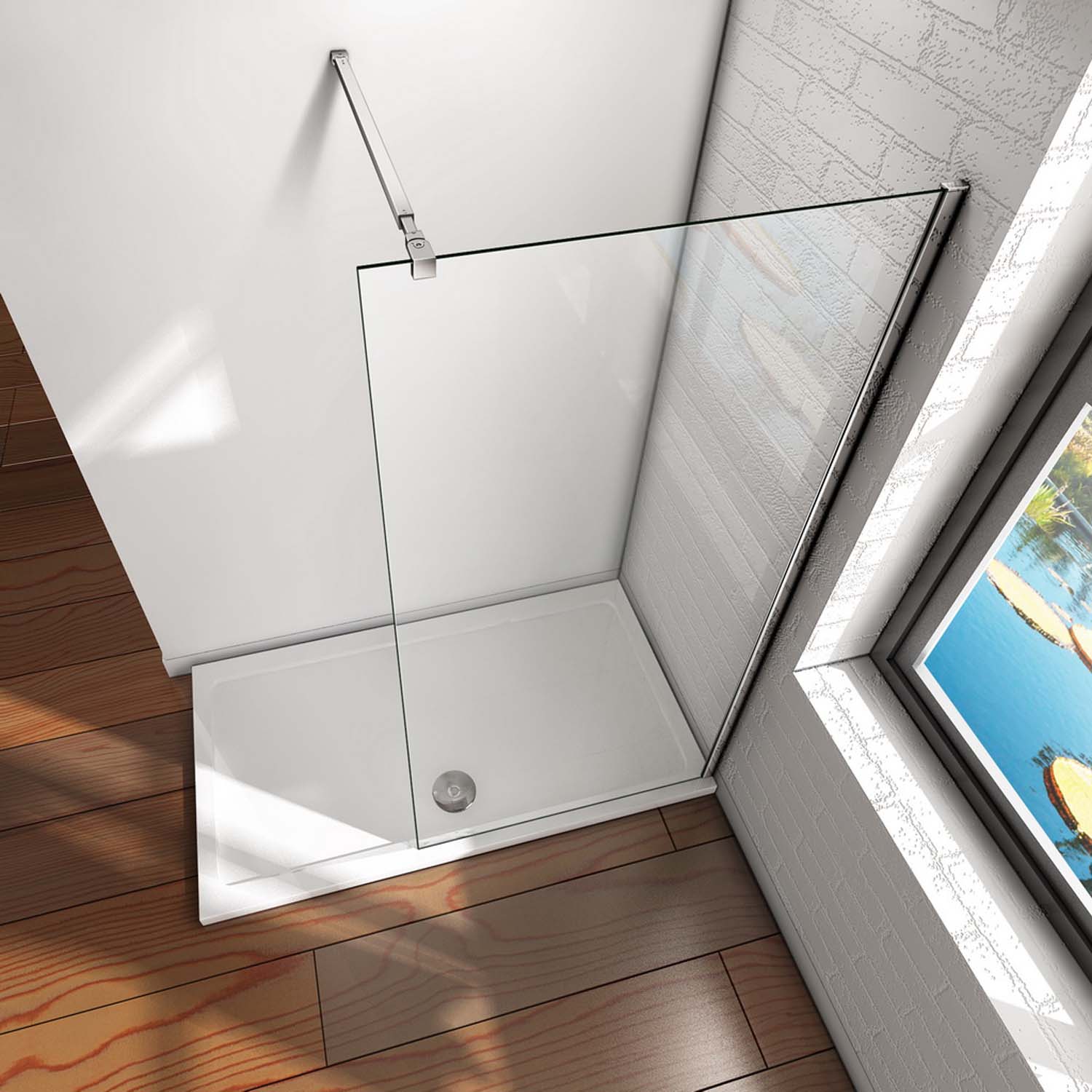 Cabină de duș walk-in 70x200cm, sticlă NANO 8mm