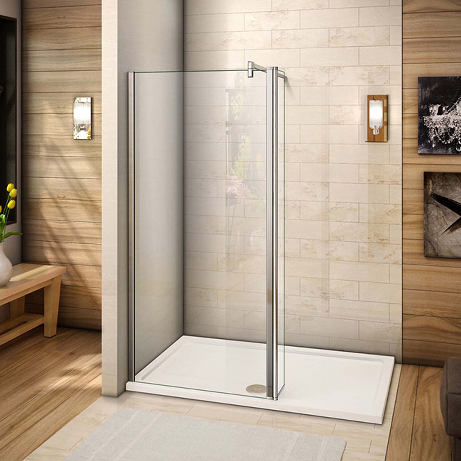 Cabină de duș walk-in 8mm, paravan din sticlă nano, 60x200cm