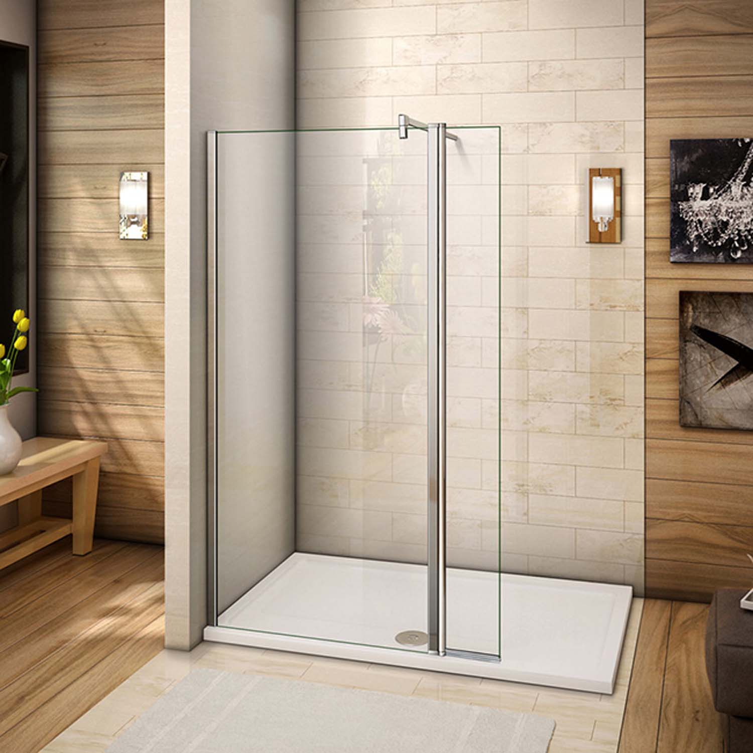 Cabină de duș walk-in 8mm, paravan din sticlă nano, 60x200cm