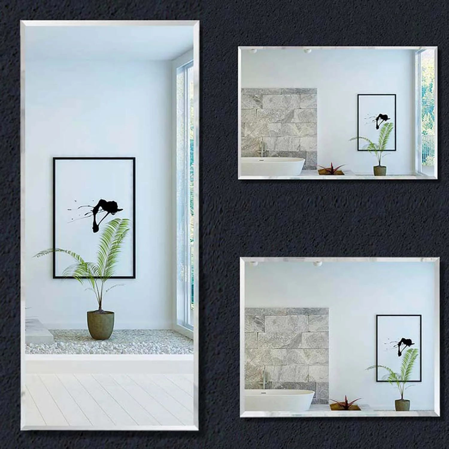 Oglindă de perete 120x45 cm, oglindă fațetată, oglindă de baie, oglindă de cristal pentru dulap