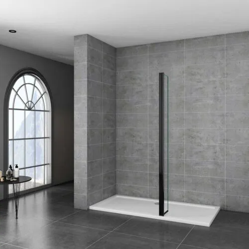 Panou negru pentru perete de duș 40x200cm, cabină walk-in, sticlă 8mm nano