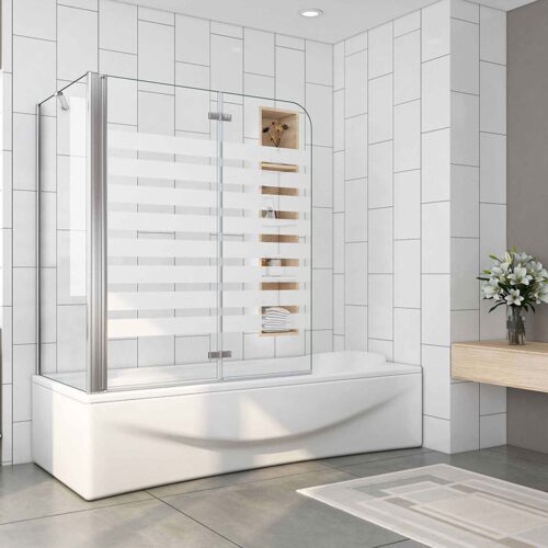 Paravan de cadă pliabil 120x140cm, 6mm sticlă securizată, perete lateral 70cm