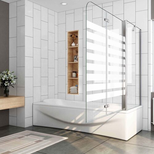 Paravan de cadă pliabil 120x140cm, sticlă securizată 6mm, perete lateral 70cm