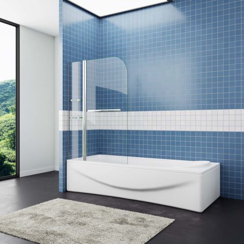 Paravan de cadă pliabil din 2 piese NANO 120x140cm cu tijă de stabilizare 45cm