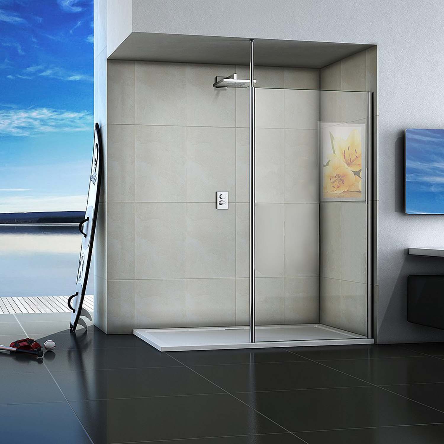 Paravan de duș sticlă 8mm NANO 160x200cm cu suport de tavan