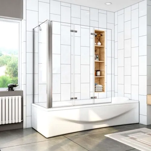 Paravan pliabil, 70x130x140cm din nano sticlă, 3 piese, perete pliabil cu perete lateral