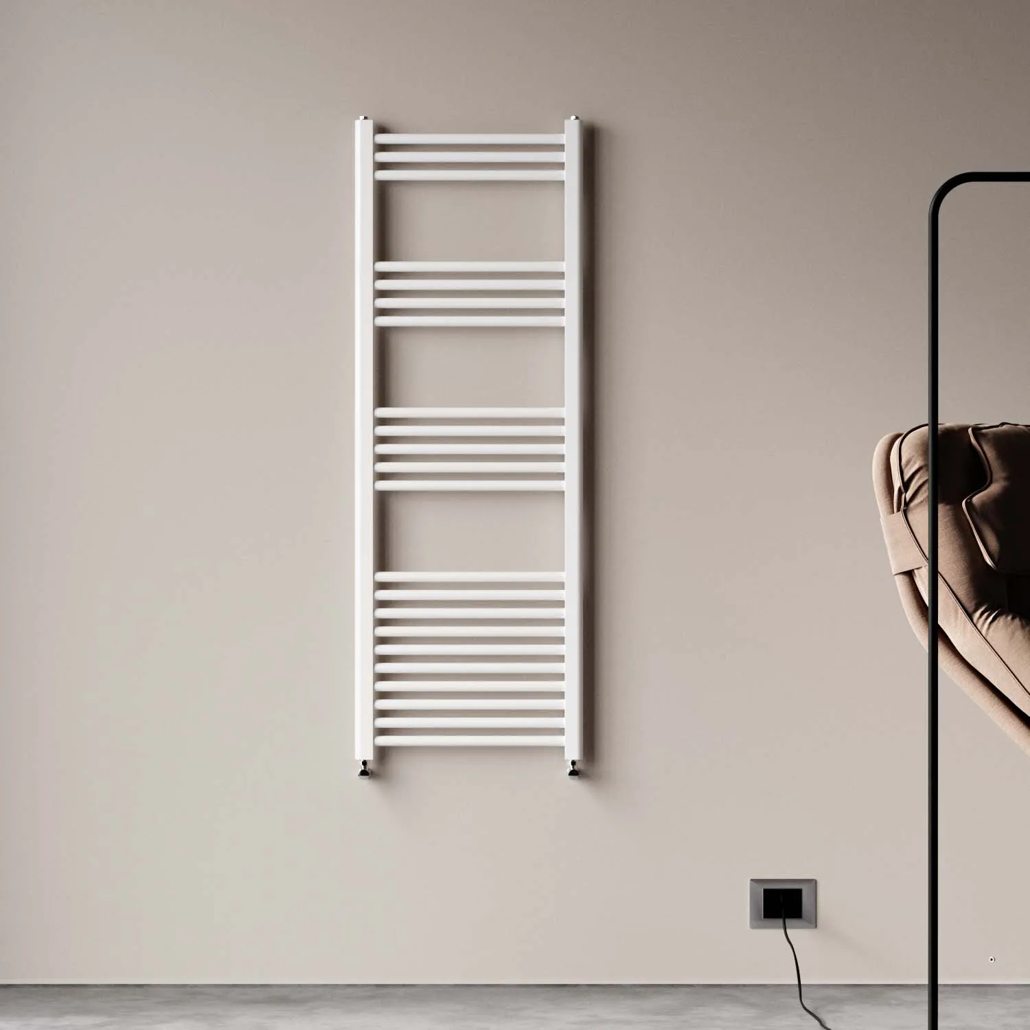 Radiator baie, 140x50cm, racord lateral, alb