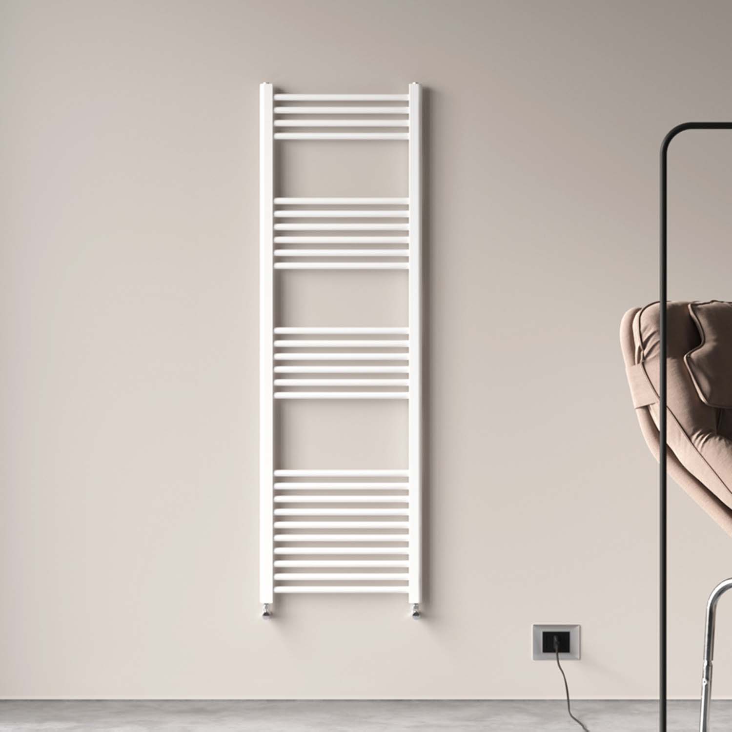 Radiator baie, 160x50cm, racord lateral, alb