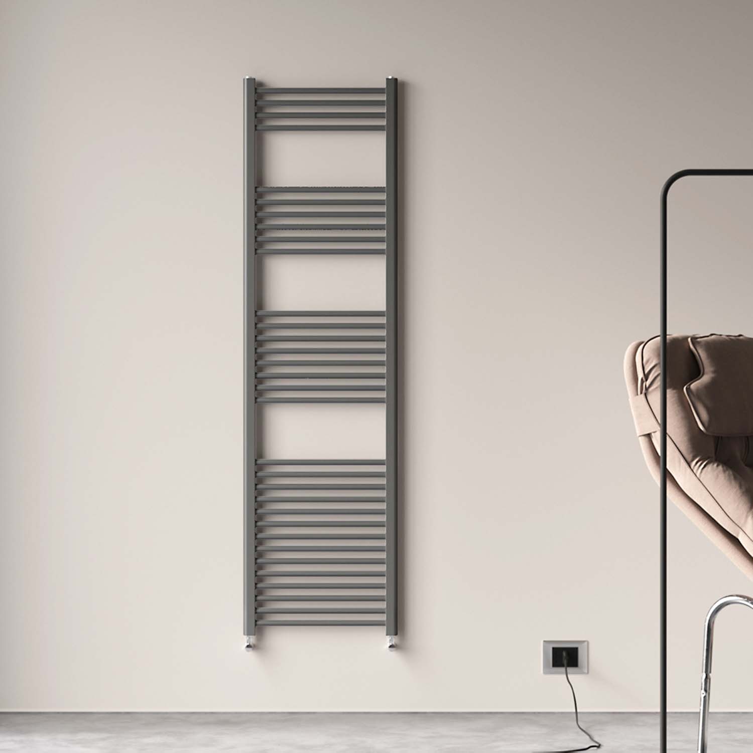Radiator baie, 180x50cm, racord lateral, antracit