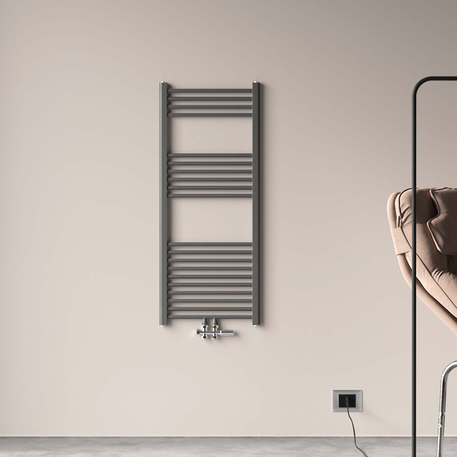 Radiator baie, Conexiune centrală, 120x50cm, antracit