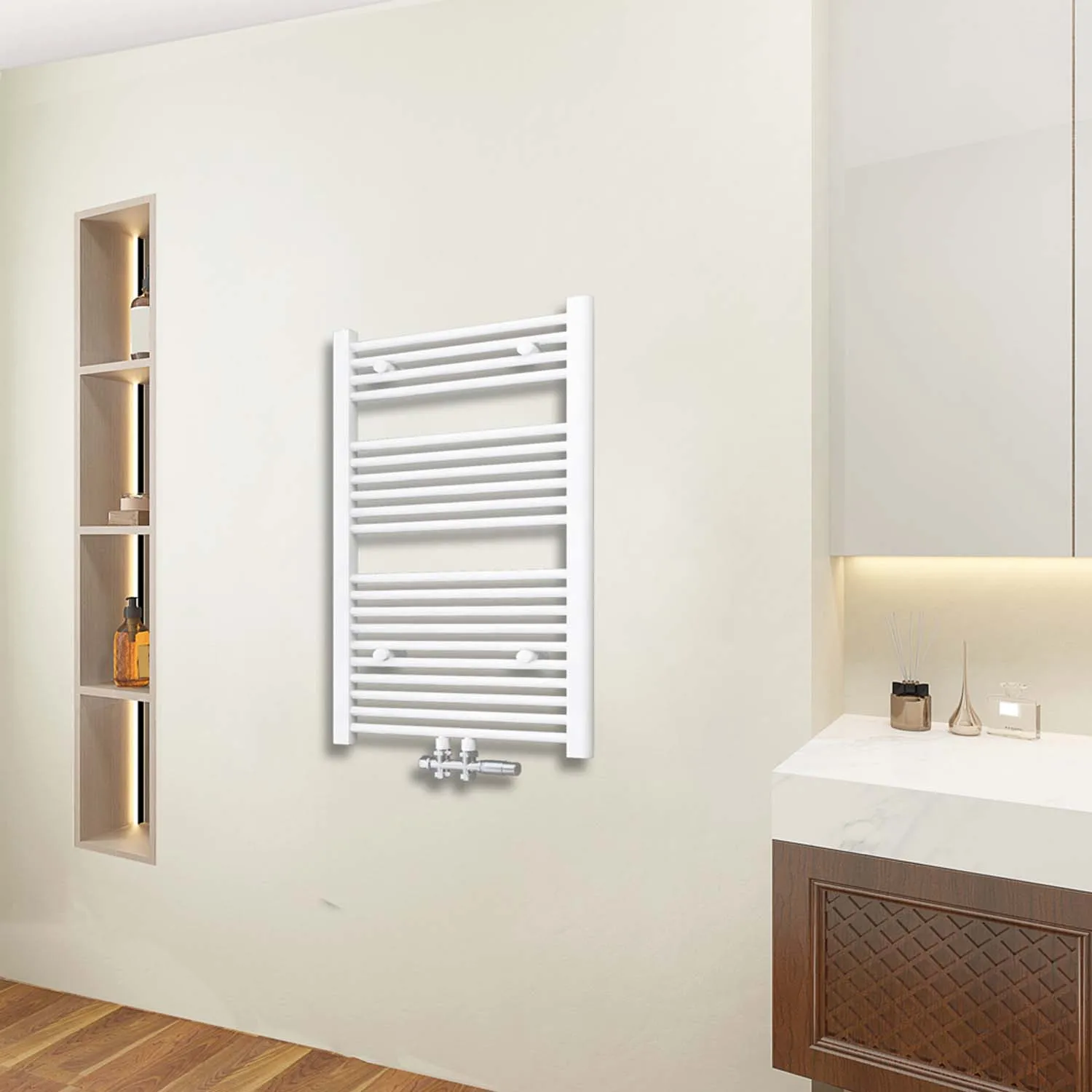 Radiator baie alb 1000x600 mm, racord central