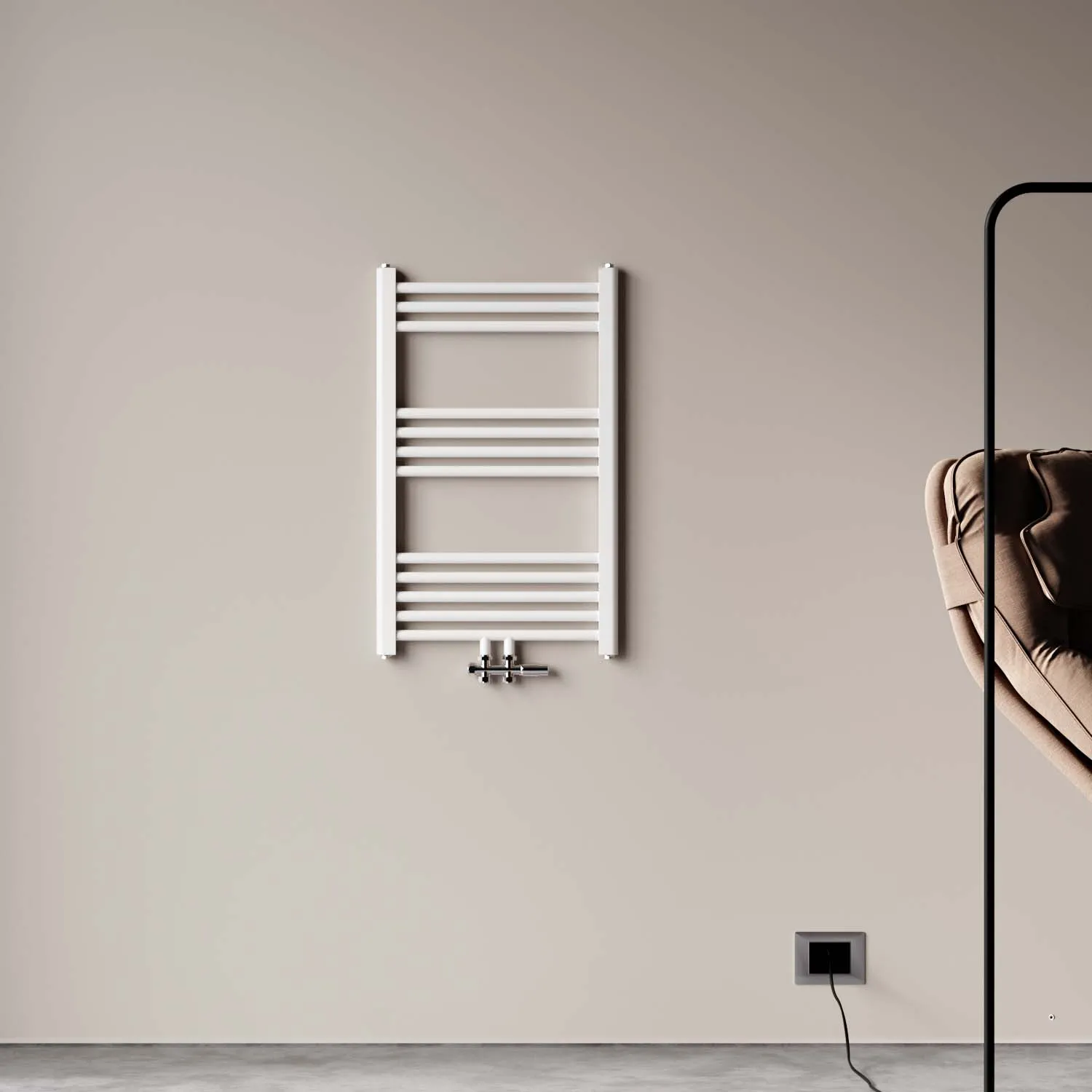 Radiator baie alb 80x50 cm racord central