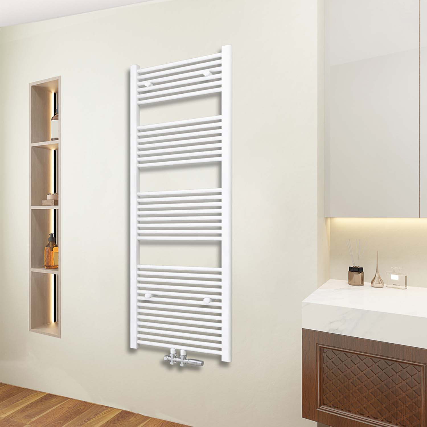 Radiator baie alb racord central 1800x500 mm