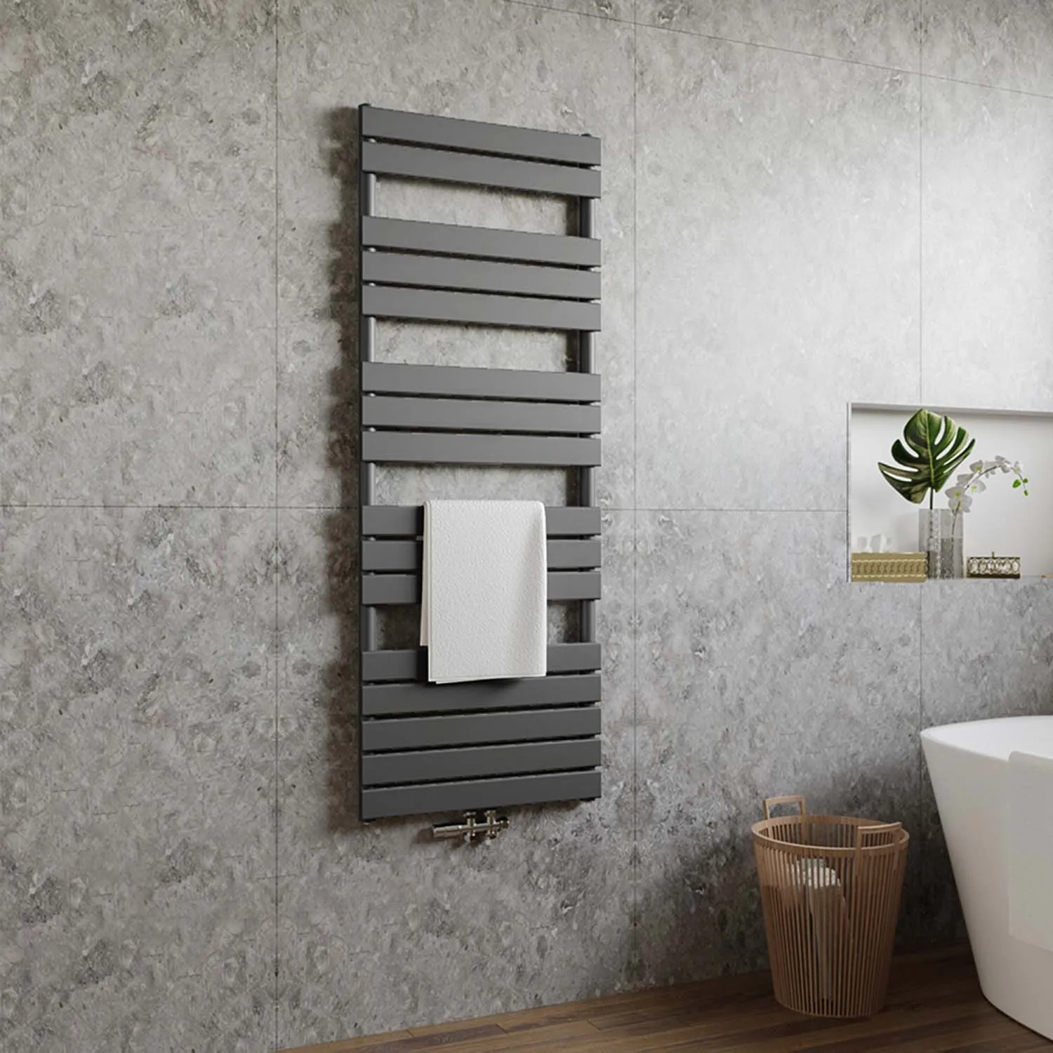 Radiator baie panel, racord central, 160×60 cm, antracit