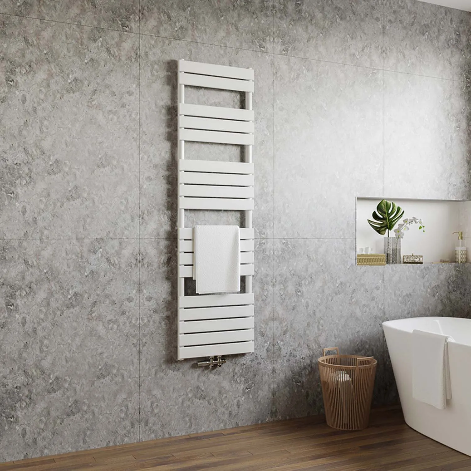 Radiator baie panou 180×50cm, alb, racord central